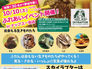 【抽選で30名様まで参加可能！】エキゾチックアニマルとのふれあい体験イベント「SKY RAPTOR」を開催！